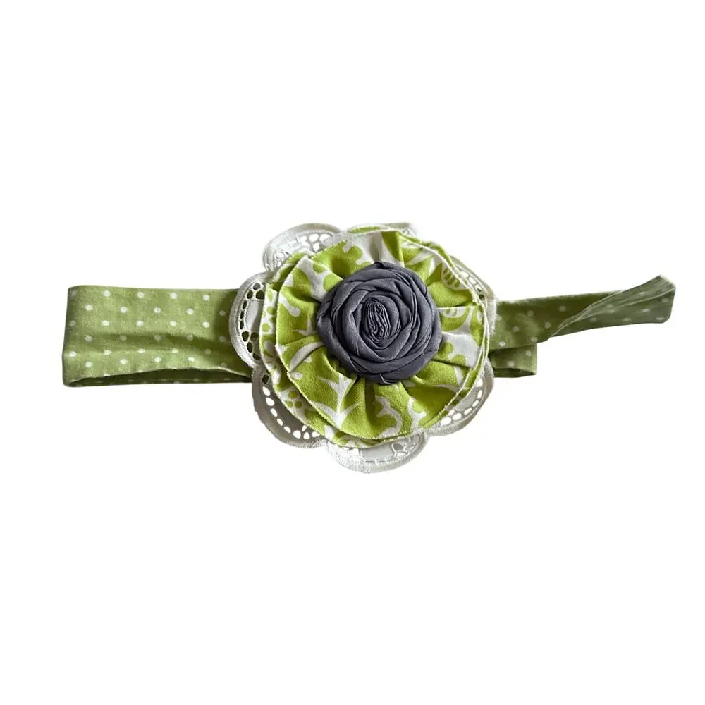Persnickety Green and Gray Floral Hair Wrap or Belt - 48 Inches